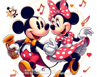 Mickey und Minnie Aquarell Splash PNG: Hochauflösendes digitales Design (Digitaler Download)