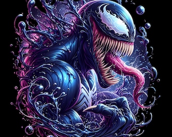 Spiderman & Venom Watercolor Splash 4 PNG: Sublimation Design (Digital Download)