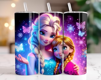 Elsa, Anna & Olaf Frozen Tumbler Sublimation Design (PNG Digital Download)
