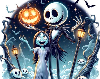 Jack et Sally aquarelle PNG : conception numérique Splash (téléchargement numérique)