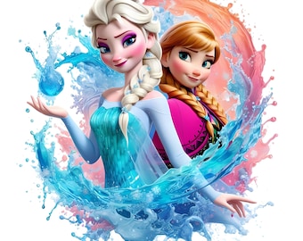 Klipart akwarelowy z Krainy Lodu: Splash Art (pobranie cyfrowe)