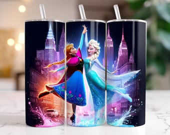 Elsa and Anna Frozen Tumbler Sublimation Design (PNG Digital Download)