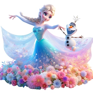 Emballage pour gobelet Elsa Anna Olaf La Reine des neiges PNG - Design à sublimation mince 20 oz - Téléchargement instantané - Emballage transparent prêt à imprimer