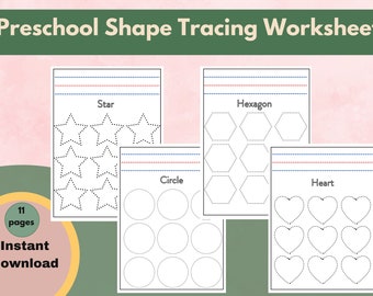 Preschool Shape Tracing, Basic Shape Tracing, Shape Tracing Worksheets, Printable Shape Worksheets, Homeschool Worksheets, Kindergarten