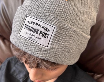 Embroidered Ribbed Knit Beanie, Unisex Winter Hat, Cuffed Design