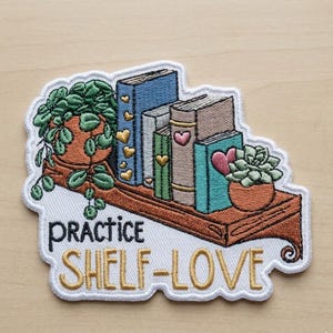 Custom Embroidered Practice Shelf Love Patch Iron On Patch Book Lover Gift Reading Library Patch