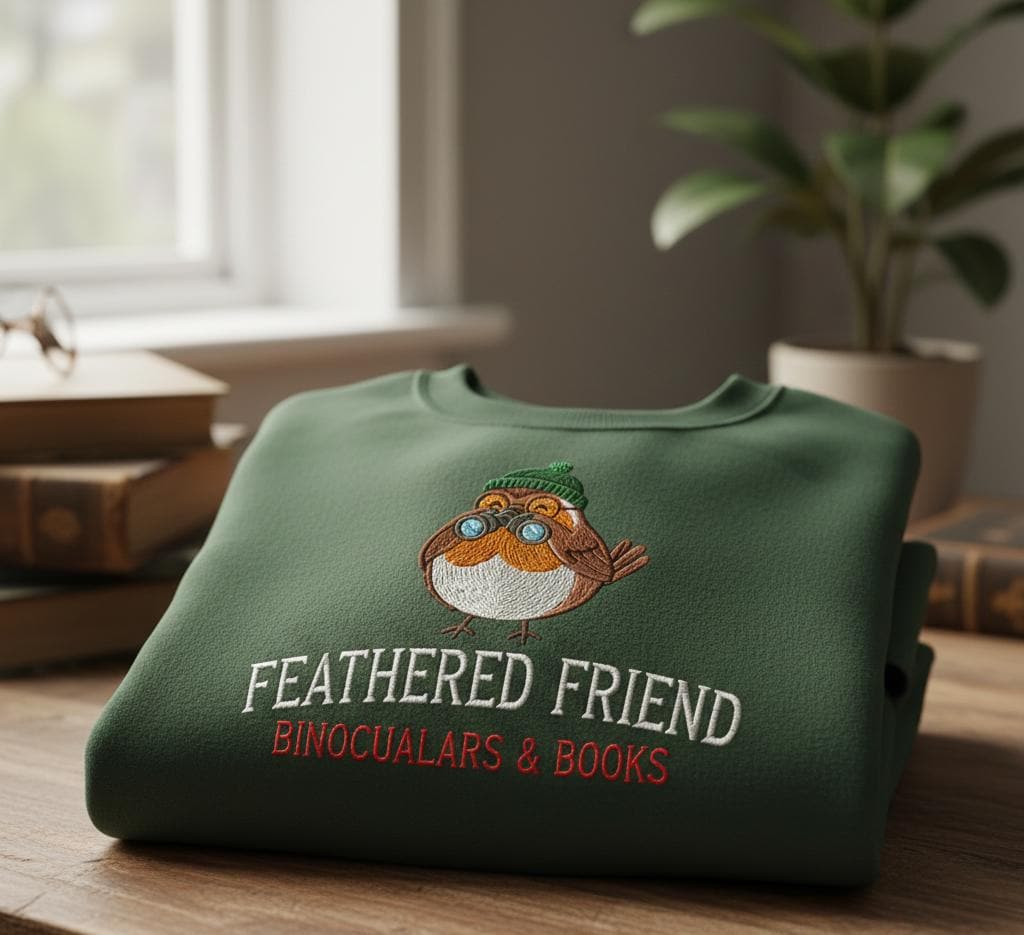 Custom Embroidered Owl Reading Sweatshirt With Cute Bird Illustration For Book Lovers And Nature Ins