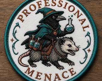 Custom Embroidered Crow Possum Patch Iron On Gothic Fantasy Animal Applique Badge Gift