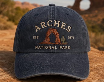 Custom Arches National Park Embroidered Hat, Desert Arch Scenic Cap for Hiking Outdoor Adventure Lovers