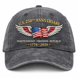 Custom U.S. 250th Anniversary embroidered Patriotic Flag Wings Hat, 1776 2026 America Celebration Cap Gift