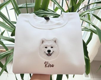 Custom Pet Portrait Sweatshirt – Personalized Embroidered Dog or Cat Hoodie, Pet Memorial Gift, Pet Lover Clothing