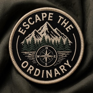 Custom Escape The Ordinary Embroidered Patch Compass Mountain Adventure Travel Iron On Sew On Jacket Vest Hat Gift