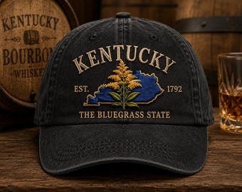 Custom Kentucky Embroidered State Flower Hat, Bluegrass State Travel Cap, Southern USA Souvenir Gift for Men Women