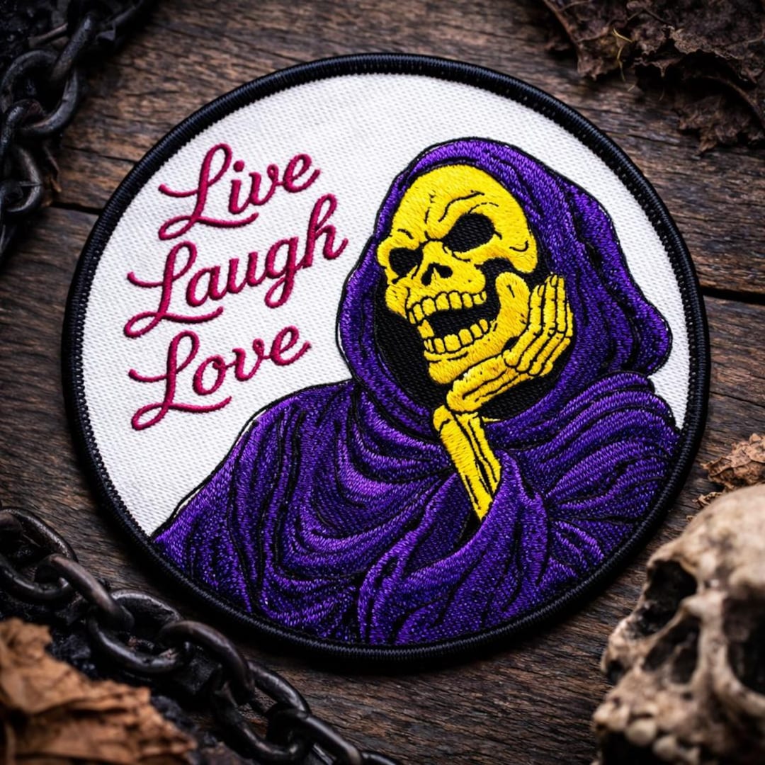 Custom Embroidered Skull Live Laugh Love Parody Patch Funny Gothic ...