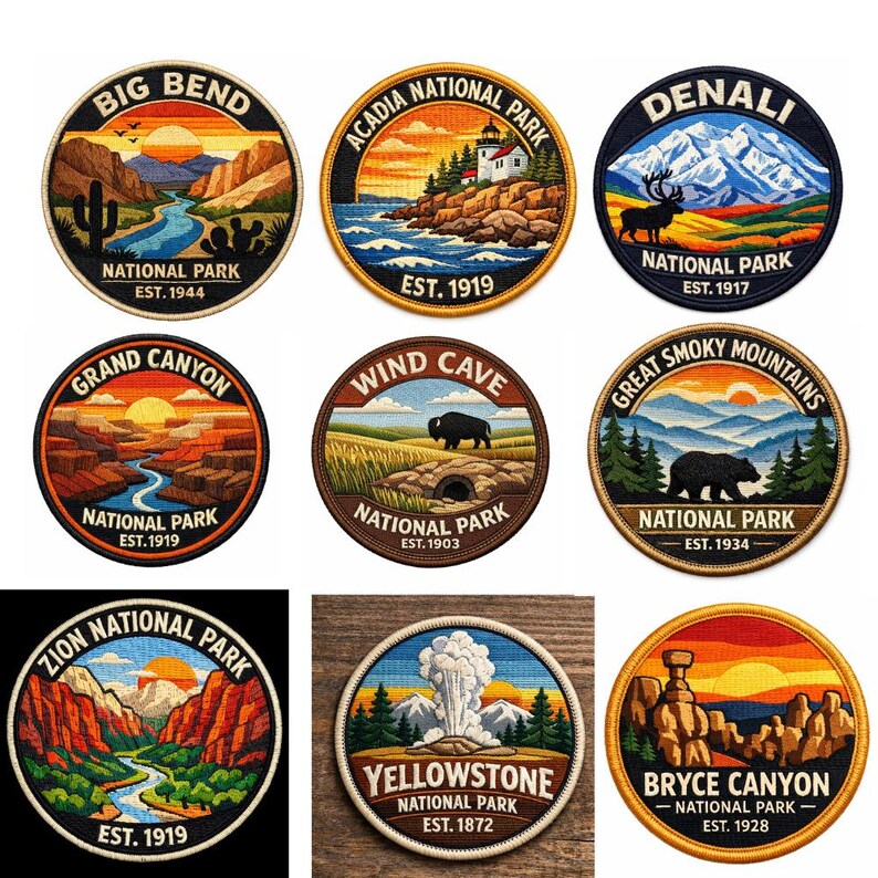 Custom National Park Embroidered Patch Set USA Travel Adventure Nature ...
