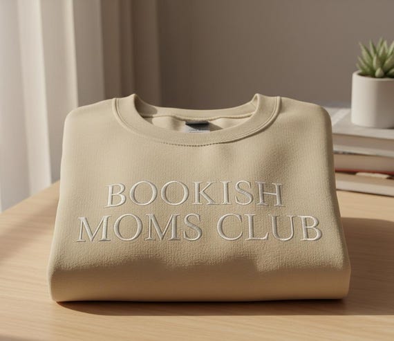 Custom Bookish Moms Club Embroidered Sweatshirt Reading Mom Cozy Literary Gift
