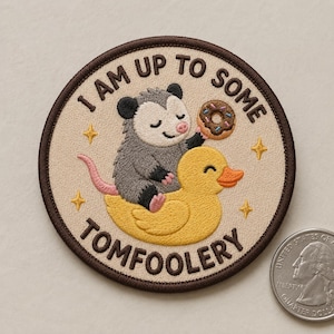Custom Embroidered Tomfoolery Opossum Patch Funny Animal Iron On Patch Cute Opossum Jacket Badge