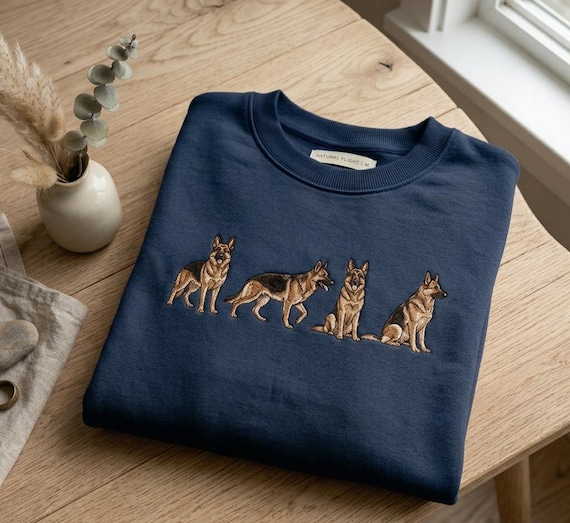 Custom embroidered german shepherd sweatshirt dog lover gift pet portrait style cozy aesthetic outfit unique animal design