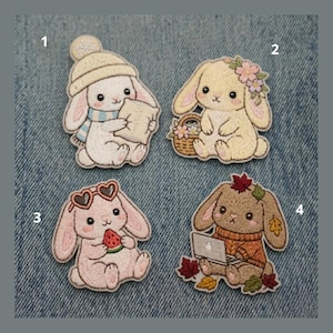 Custom embroidered cute bunny patch set kawaii rabbit embroidery iron on patch for jacket backpack vest adorable animal aesthetic gift