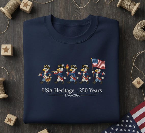 Custom embroidered USA Heritage 250 Years 1776 2026 Sweatshirt, Patriotic Anniversary Shirt, Fourth of July Gift