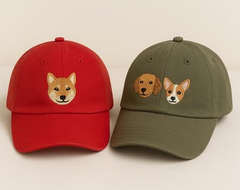 Custom Embroidered Pet Portrait Hat Featuring Dog Faces, Perfect Personalized Gift for Dog Moms and Pet Lovers