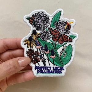 Custom Embroidered Pollinator Garden Iron On Patch Butterfly Bee Floral Nature Jacket Backpack Badge
