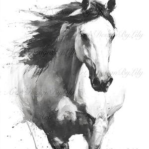 Abstract Horse Art Print: Black Ink Minimalist Wall Decor (Digital Download)