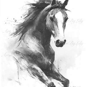 Abstract Horse Art Print: Black Ink Minimalist Wall Decor (Digital Download)