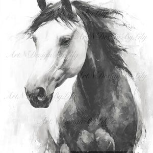 Abstract Horse Art Print: Black Ink Minimalist Wall Decor (Digital Download)
