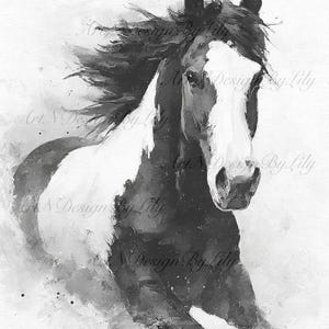 Abstract Horse Art Print: Black Ink Minimalist Wall Decor (Digital Download)