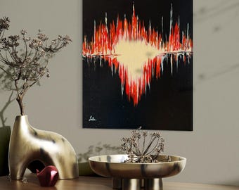 Sunset Reflection | Abstract Oil Painting on Canvas | Modern Red Black Wall Art