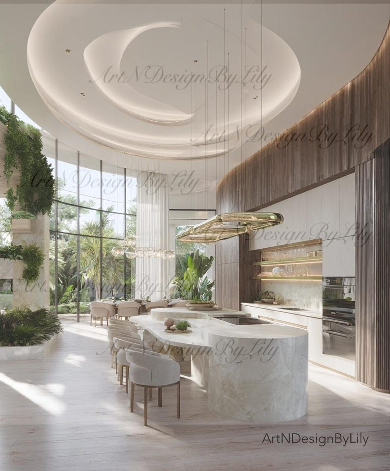 Biophilic Kitchen Digital Art: Modern Interior Design (instant Download ...