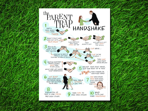 Parent Trap Handshake Instructions: Hallie & Martin, Hand-Drawn (Digital Download)