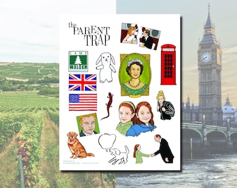 Parent Trap Movie Icons: Hand-Drawn Collage Art (PNG/PDF/JPEG Digital Download