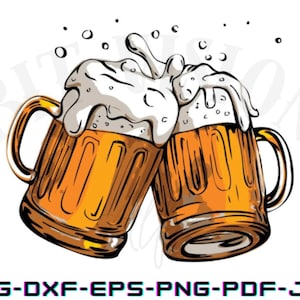 Beer Mugs SVG | Beer Cheers Svg | Alcohol Svg | Beer Svg | Beer Mug Png | Beer Clipart | Wine and Beer Svg | Cheers and Beers svg | Png Dxf