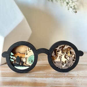 wizard glasses decoration- wood glasses - book decoration- wizard glasses