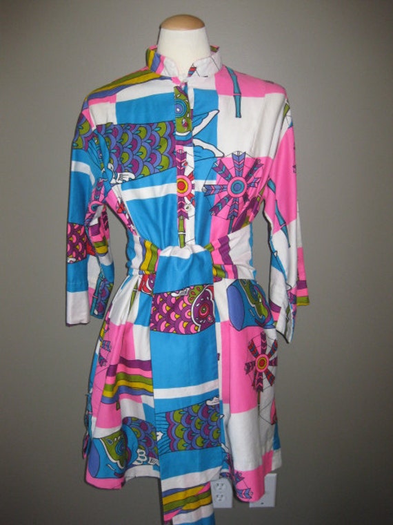 Vintage Tiki Design Hostess Tunic Shirtdress  - image 1