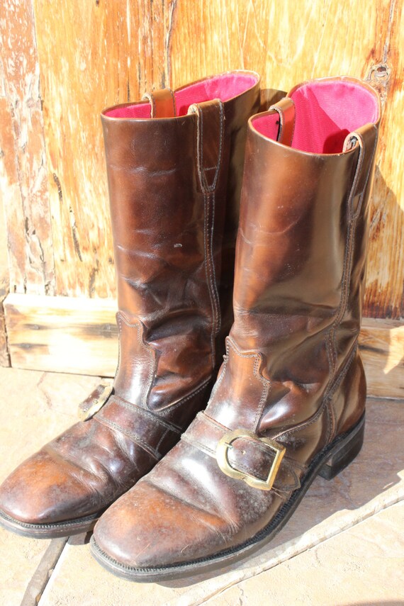 mens leather boots with buckles