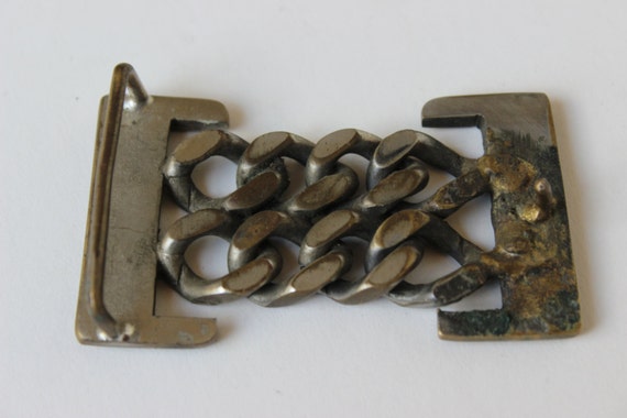 Vintage Chain Link Belt Buckle Steampunk Heavy Ch… - image 5