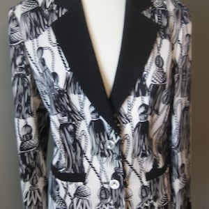 Vintage Louis Feraud Jacket with Crystal and Silver Buttons Tassel Black and White Design Sale was. 300 USD
