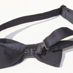 Vintage Satin and Wool Black Double Bow Tie image 2