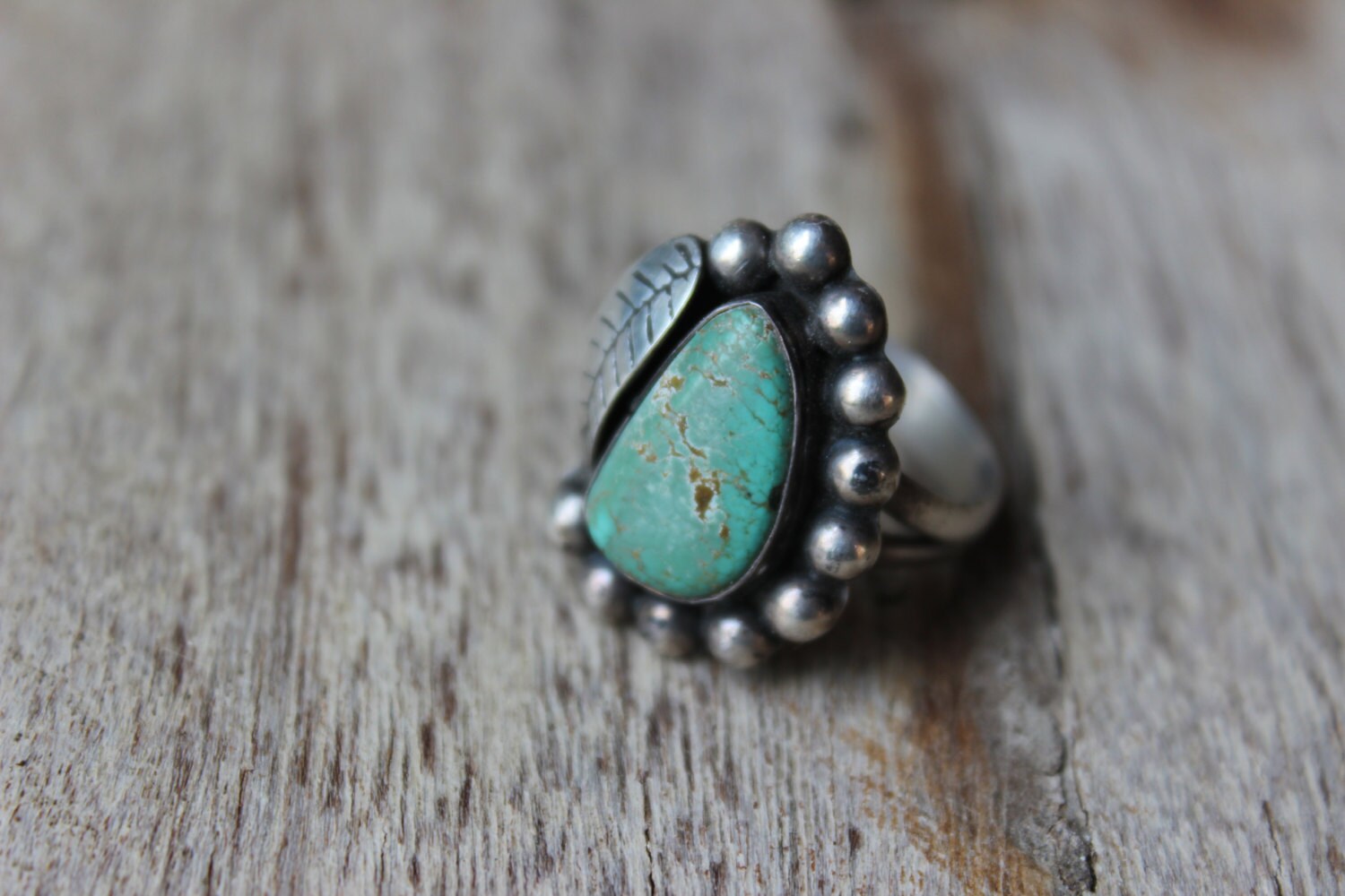 Vintage Old Pawn 925 Sterling Silver and Turquoise Ring Size 8 1/2