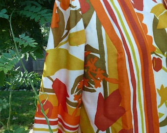 Vintage Moo Moo Caftan Maxi Dress Loungewear Orange Yellow White Swimsuit Coverup Long Dress Hippie Dress 1960s 1970s