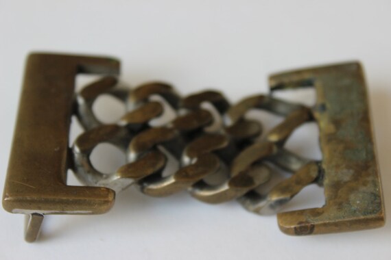 Vintage Chain Link Belt Buckle Steampunk Heavy Ch… - image 4