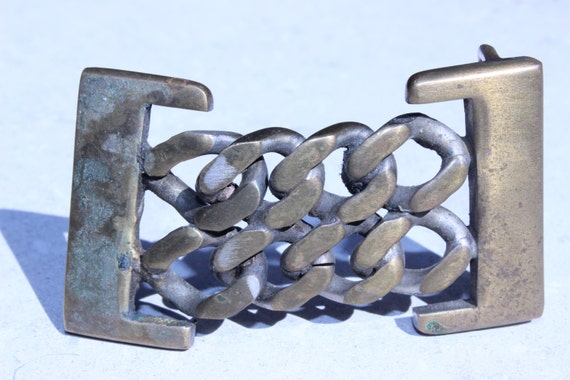 Vintage Chain Link Belt Buckle Steampunk Heavy Ch… - image 1