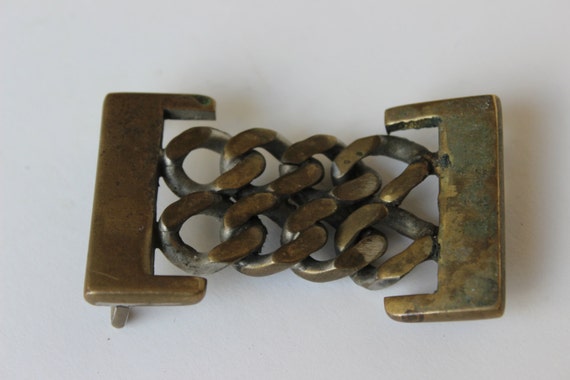 Vintage Chain Link Belt Buckle Steampunk Heavy Ch… - image 3
