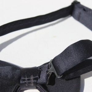 Vintage Satin and Wool Black Double Bow Tie image 4