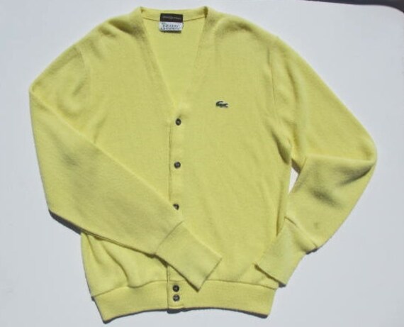 yellow lacoste cardigan