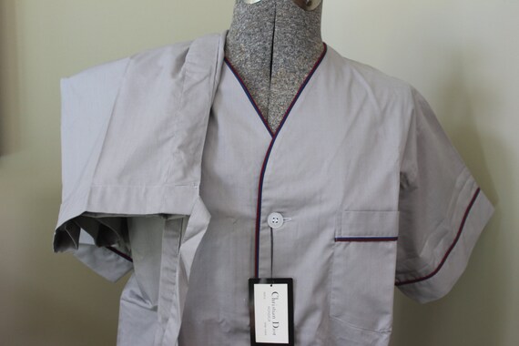 Vintage Christian Dior Monsieur Short Sleeve Pajamas Mens Vintage Pj s Grey Navy and Burgundy New With Tags Drawstring Designer Mens Pjs Etsy UK