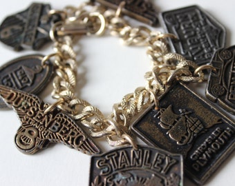 Vintage Automobile Car Charm Bracelet Duessenberg Stanley Stutz Chrysler Plymouth Ben Hur Chandler Cord Antique Car Charm Bracelet